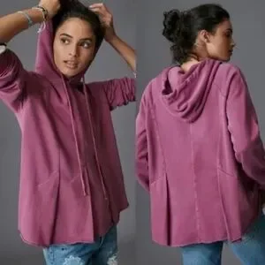Pull Hoodie Femme Ann Taylor Loft Taille S - Rayures Violettes Et Blanches - Coton - Occasion Bon état
